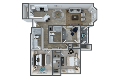 Floor plan for 3 beds, 2 baths, 1420 sqft